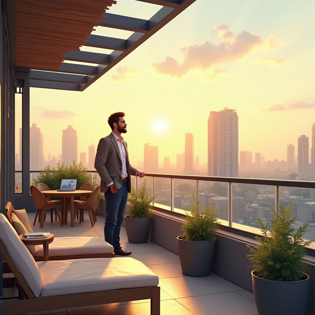Rooftop terrace workspace used by the Gopibe Mexiwa editorial team